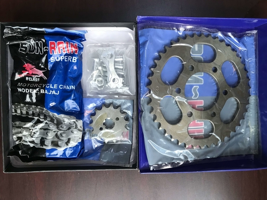 Deep Pattern Design Motorcycle Chain en Sprocket voor de Nigeriaanse motorfietsindustrie
